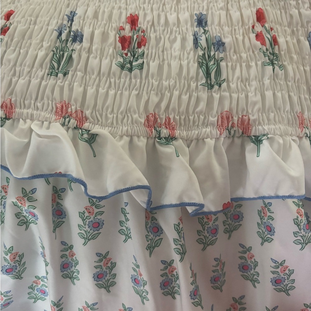 Floral Maxi Dress - White and Blue - Picture 3 of 3